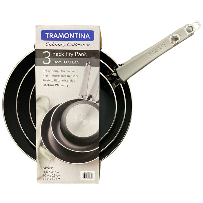 Tramontina Non-Stick Heavy Gauge Aluminum Fry Pan Set, Charcoal, 3pc, 80124/000