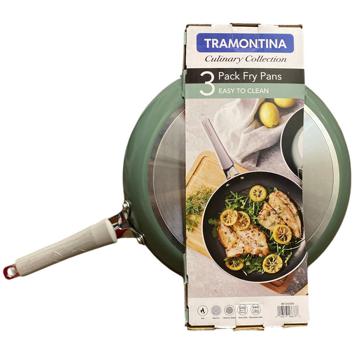 Tramontina Heavy-Gauge Aluminum Construction Nonstick Pan Set, 3pc, Sea Salt