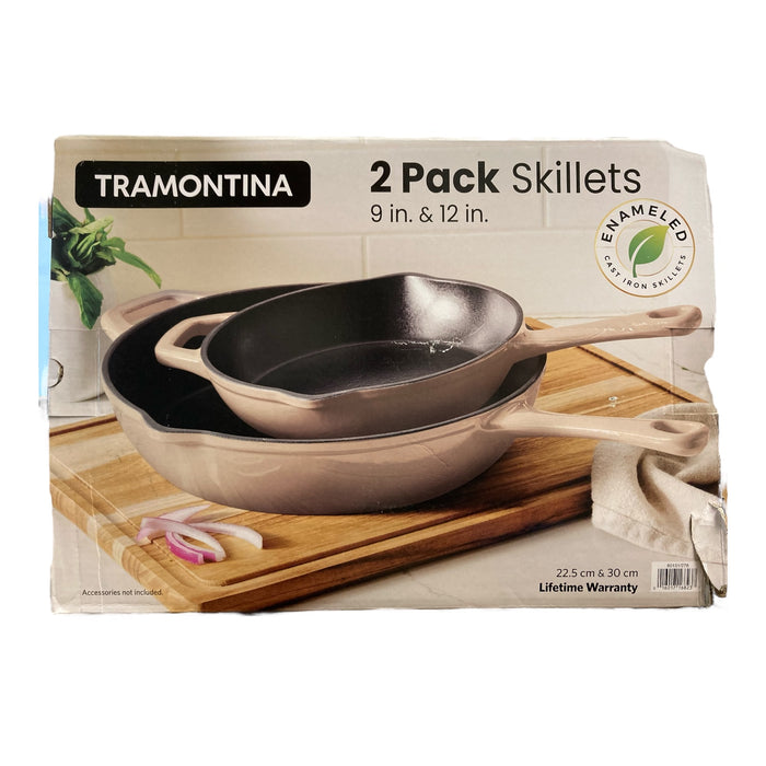 Tramontina Enamel Coated Cast Iron Skillet Set, 2pk, 9" & 12"