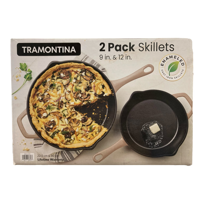 Tramontina Enamel Coated Cast Iron Skillet Set, 2pk, 9" & 12"