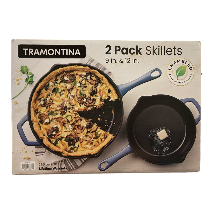 Tramontina Enamel Coated Cast Iron Skillet Set, 2pk, 9" & 12"