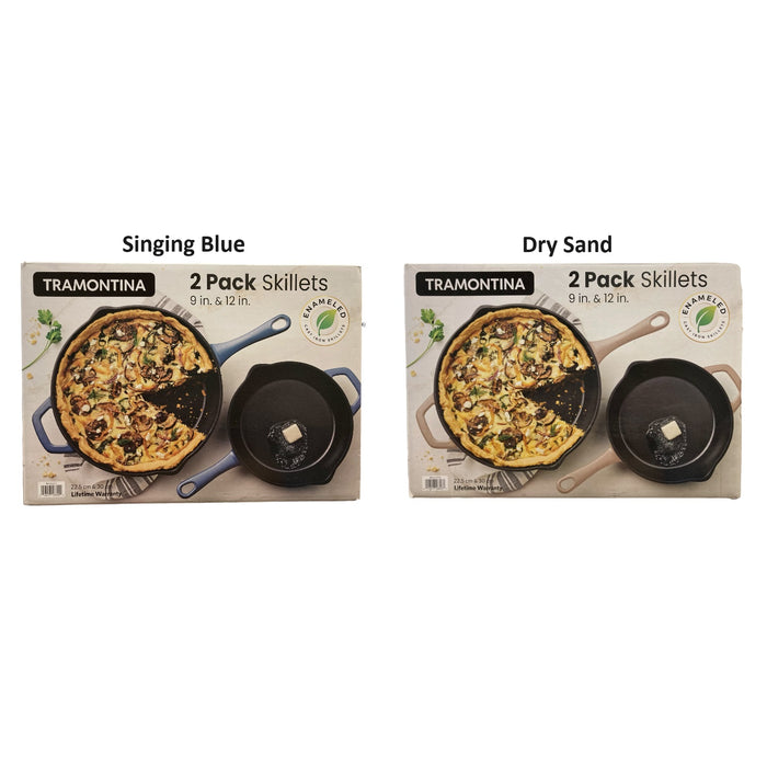 Tramontina Enamel Coated Cast Iron Skillet Set, 2pk, 9" & 12"