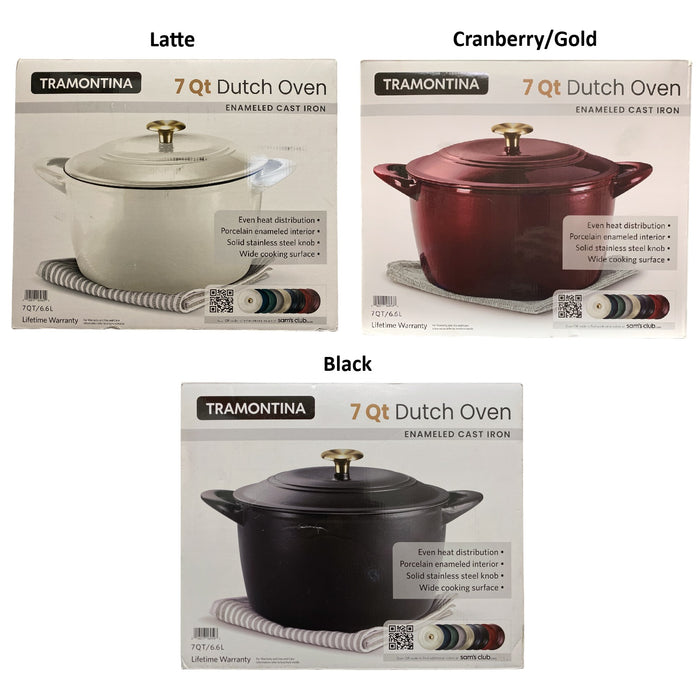 Tramontina 7 Quart Enameled Cast Iron Round Dutch Oven