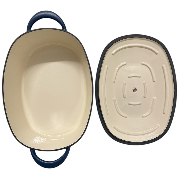 Tramontina 7 Quart Enameled Cast Iron Oval Dutch Oven, Navy