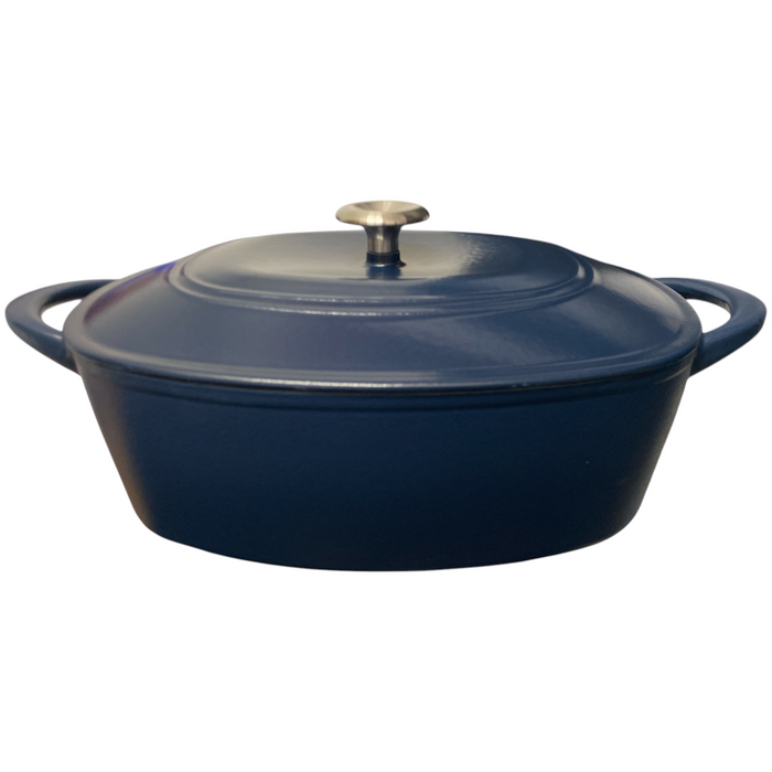 Tramontina 7 Quart Enameled Cast Iron Oval Dutch Oven, Navy