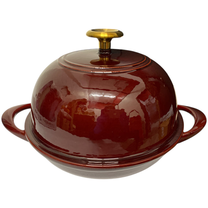 Tramontina 9.5" Enamel Cast Iron Bread Oven, Cranberry/Gold