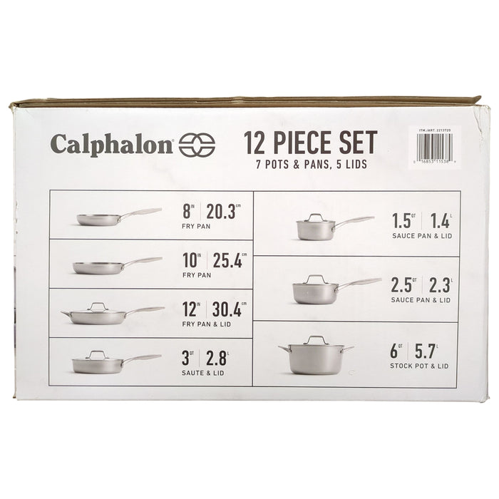 Calphalon Premier 12-Piece Triply Stainless Steel Cookware Set, 2213720