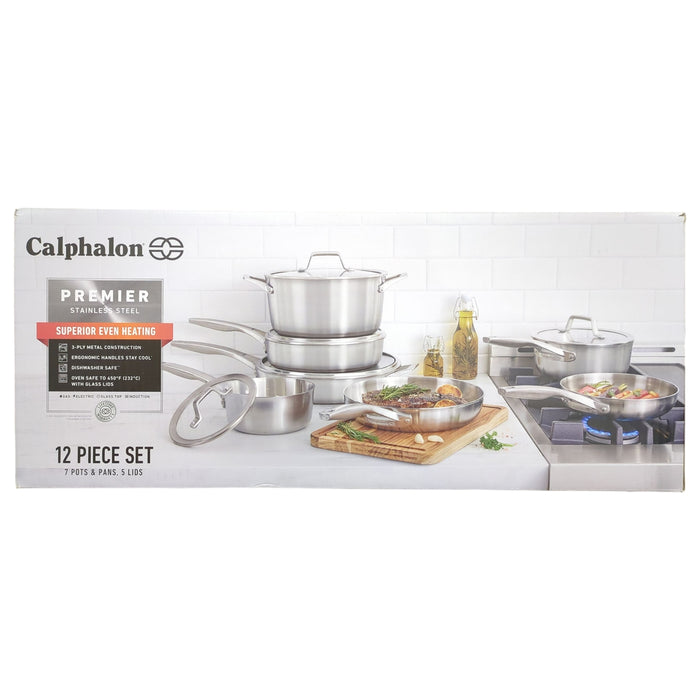 Calphalon Premier 12-Piece Triply Stainless Steel Cookware Set, 2213720