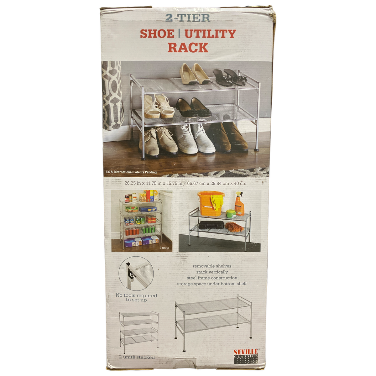 Seville Classics 2-Tier Stackable Shoe & Utility Rack, Silver ...