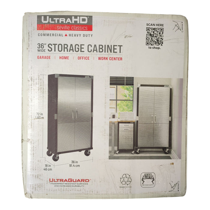 Seville Classics UltraHD Storage Cabinet, 36" W x 18" D x 72" H, 20143, Graphite