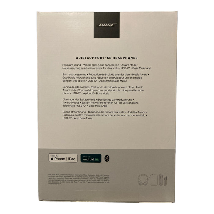 Bose QuietComfort SE Noise Cancelling Headphones With Quad Microphone