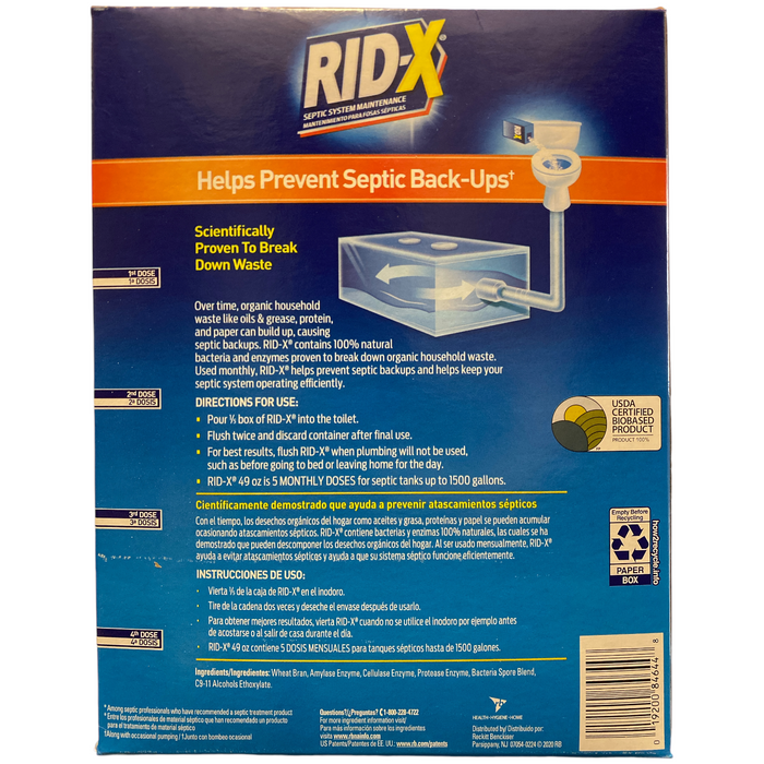 RID-X Septic System Maintenance Powder, Safe for All Pipes & Tanks, 49 oz