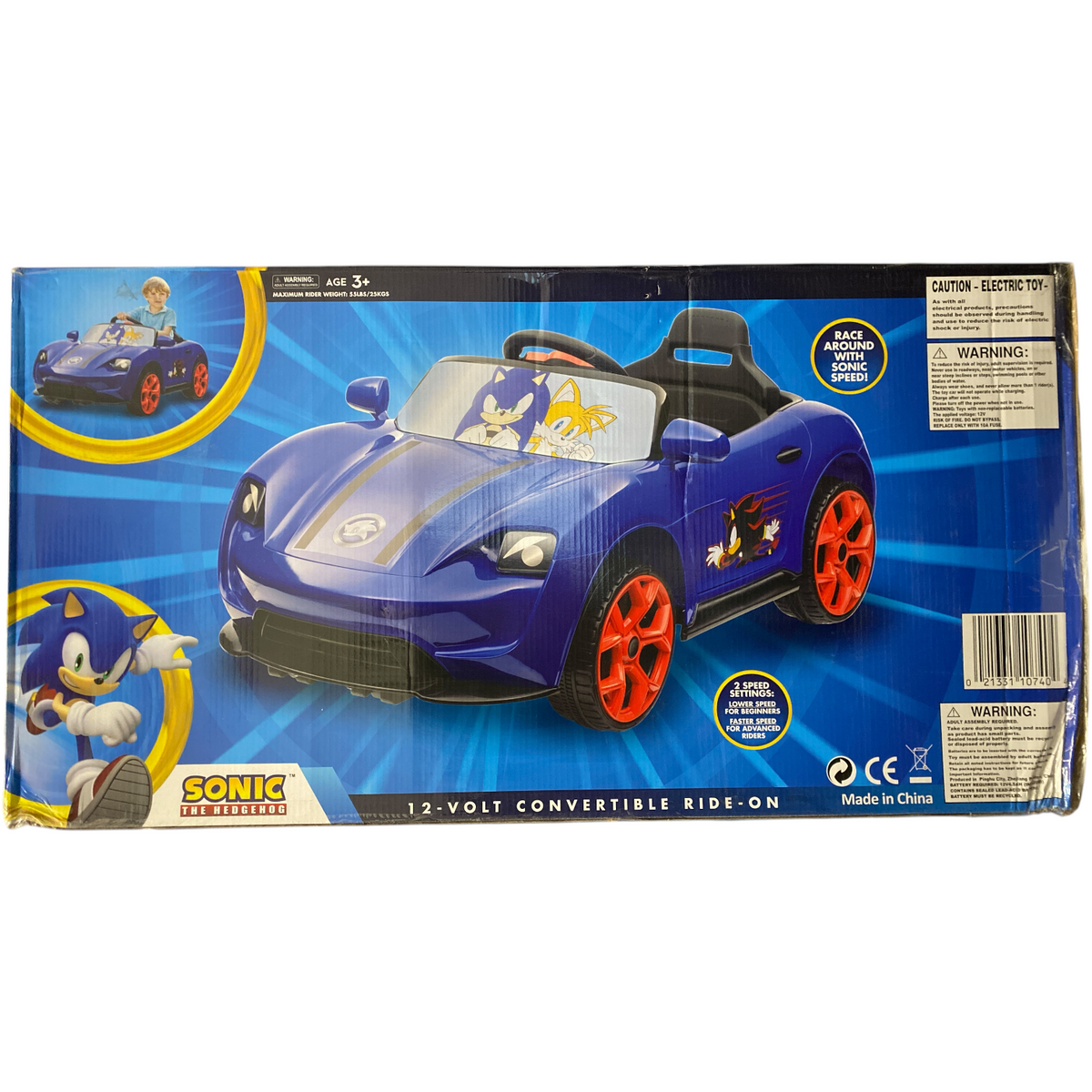 Sonic The Hedgehog 12-Volt Battery Powered Convertible Ride On, Blue ...