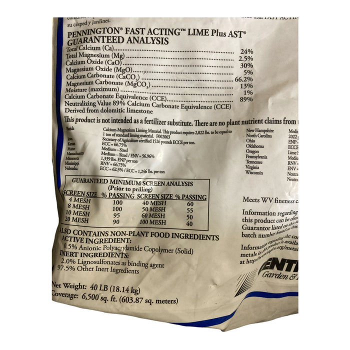 Pennington Fast Acting Lime with Advanced Soil Technology Covers 6,500SqFt, 40Lbs