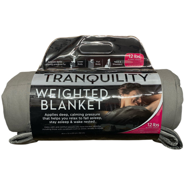 Tranquility Cool-to-the-Touch Weighted Blanket, Grey, 48" x 72", 12 lbs