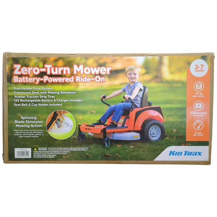 Kid Trax Zero Turn Lawn Mower 12-Volt Ride-On, 3MPH Top Speed, 77lbs Capacity