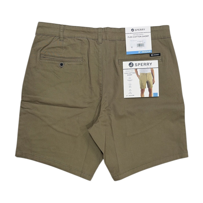 Sperry Men's Regular Fit Flex Cotton Vintage Washed Flat-Front Shorts