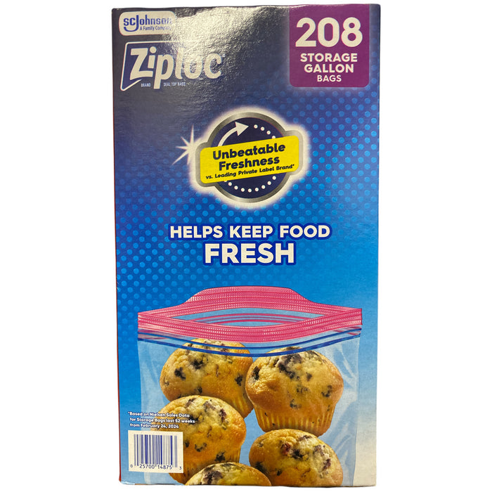 Ziploc Gallon Stay Open Easy Filling Storage Bags, 208 ct.