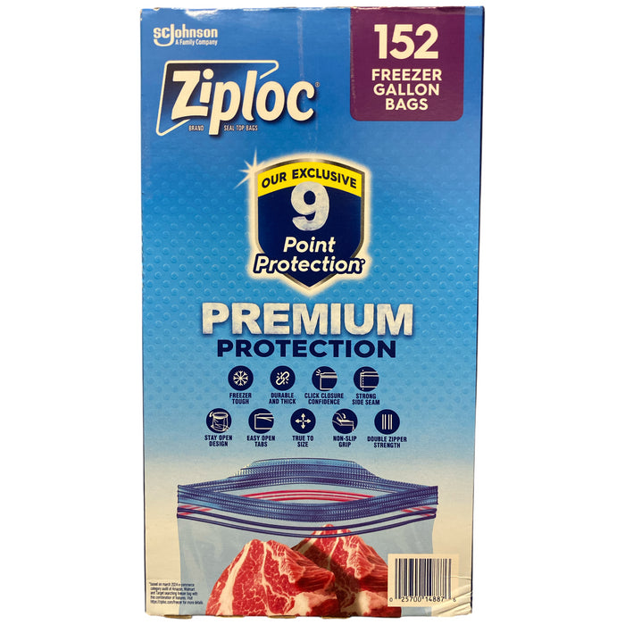 Ziploc Easy Open Tabs, Stay Open Design, Freezer Bags, Gallon, 152 Count
