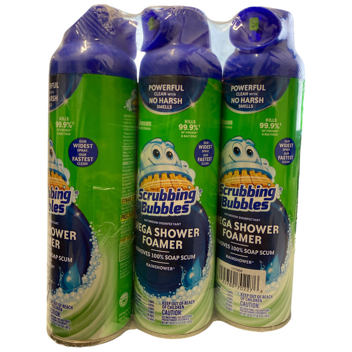 Scrubbing Bubbles Mega Shower Foamer Aerosol, Rainshower 20oz, 3ct