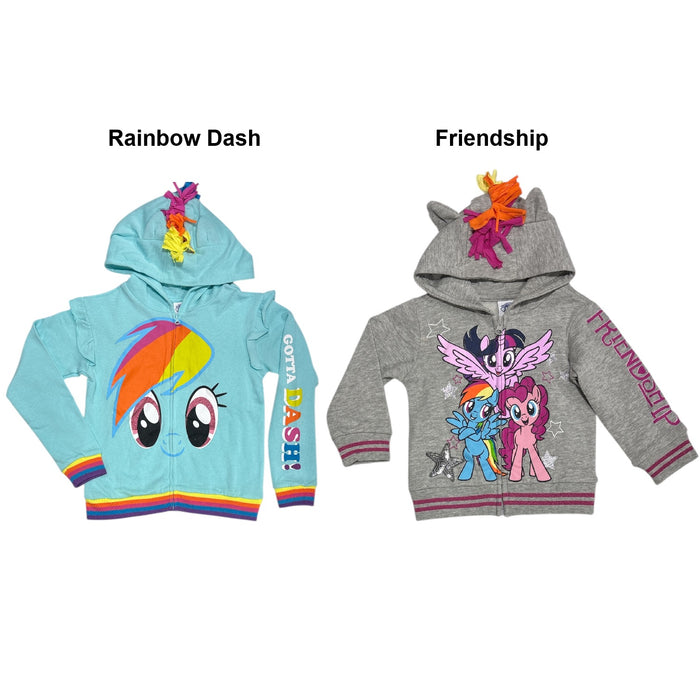My Little Pony Girl's Full Zip Detachable Wings Graphic Lightweight Hoodie
