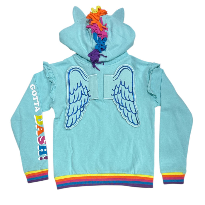 My Little Pony Girl's Full Zip Detachable Wings Graphic Lightweight Hoodie