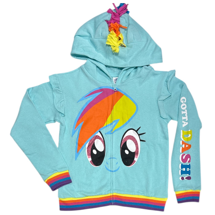My Little Pony Girl's Full Zip Detachable Wings Graphic Lightweight Hoodie