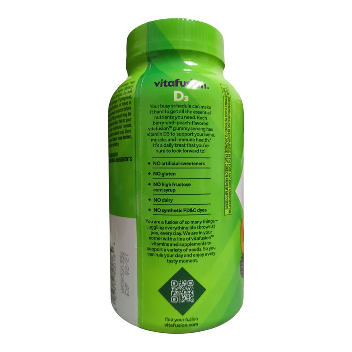 Vitafusion Vitamin D3 Gummy Vitamins, Berry & Peach Flavor, 150 ct
