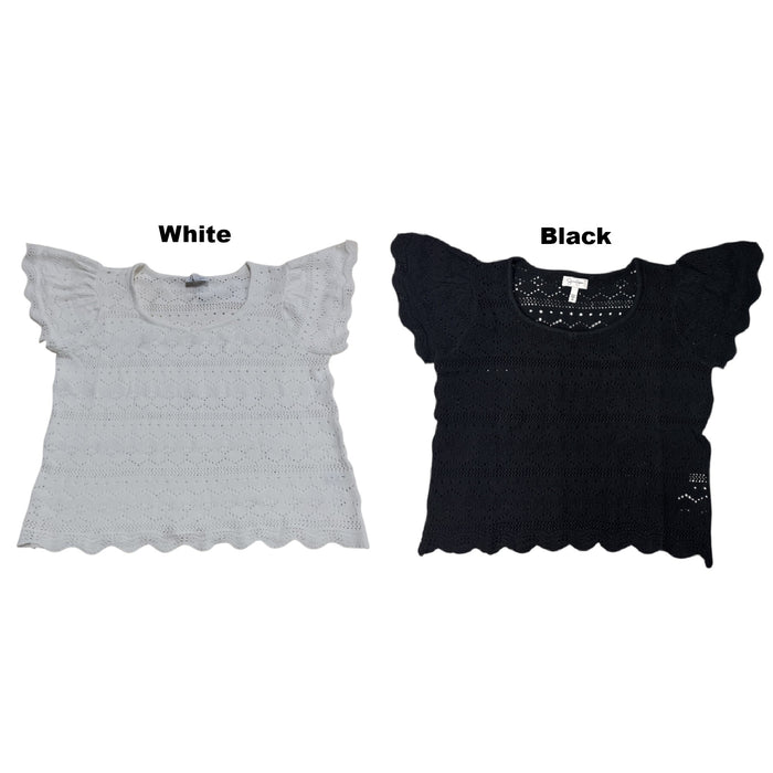 Jessica Simpson Women's Plus Easy Care 100% Cotton Lace Sweater