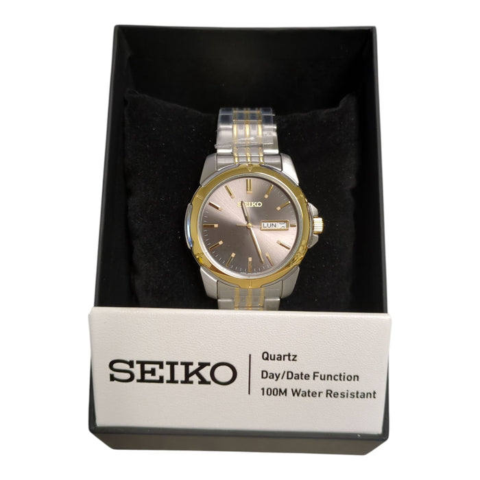 Seiko Men's Essential Stainless Steel Bracelet Watch, Grey Dial/Two Tone Band