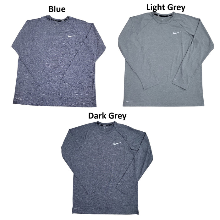 Nike Men's Crewneck UPF 40+ Dri-Fit Long Sleeve Heathered Swim Shirt