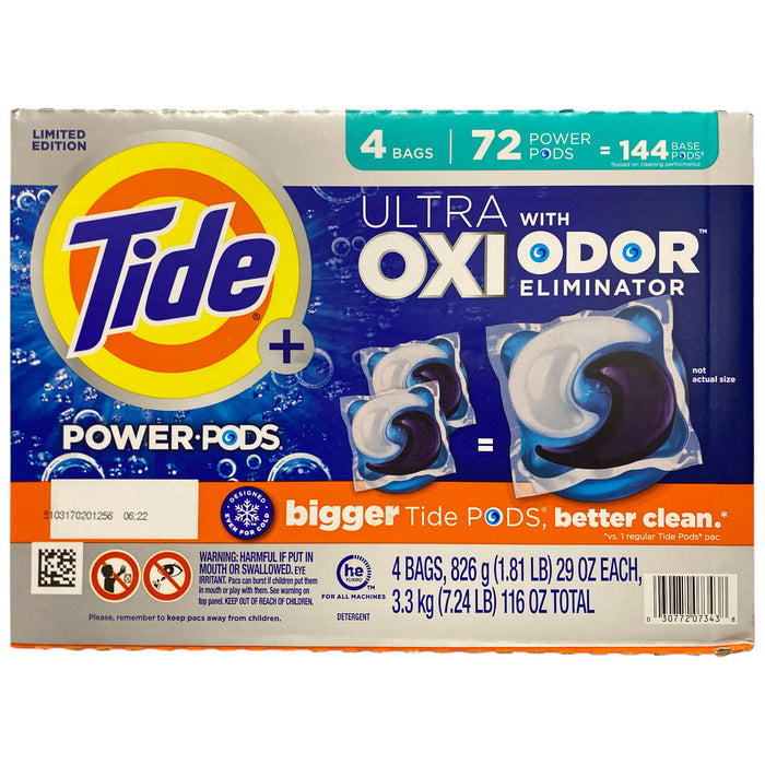 Tide Power PODS + Ultra OXI Laundry Detergent Pacs, 72 ct