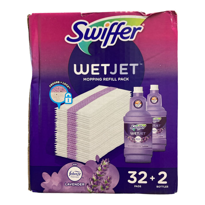 Swiffer WetJet Refill Pack, Lavender 32 Pads + 2 Bottles