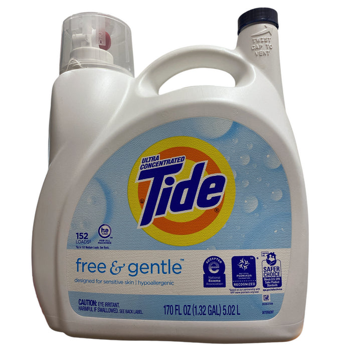 Tide Free & Gentle Liquid Laundry Detergent 170 floz, 152 loads