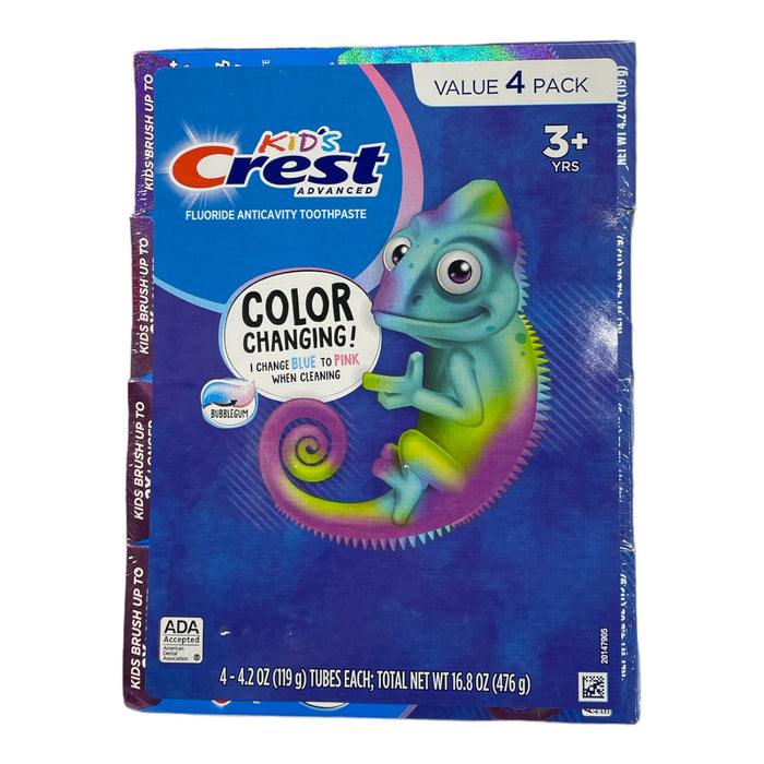 Crest Advanced Kid's Color Changing Fluoride Toothpaste, Bubblegum (4 ...