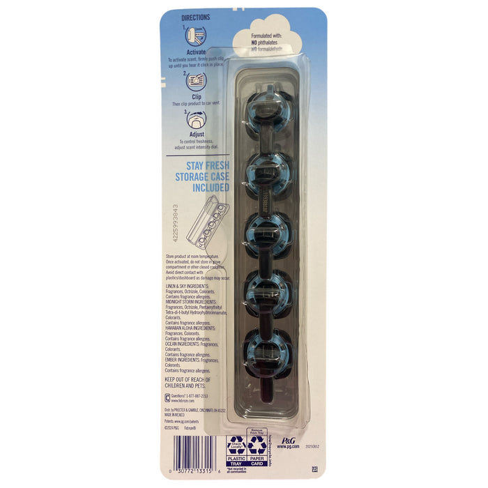 Febreze Car Air Freshener Vent Clips, Mixed Scent, 5ct