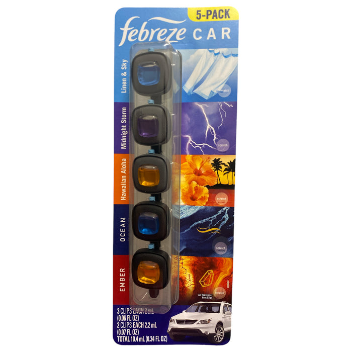 Febreze Car Air Freshener Vent Clips, Mixed Scent, 5ct