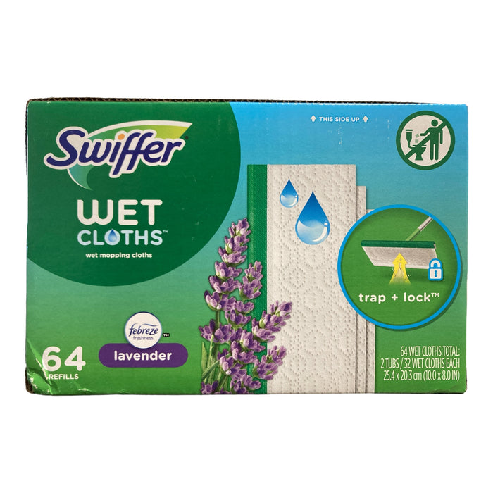 Swiffer Wet Mopping Cloth Refills, Febreze Lavender Scent, 64ct