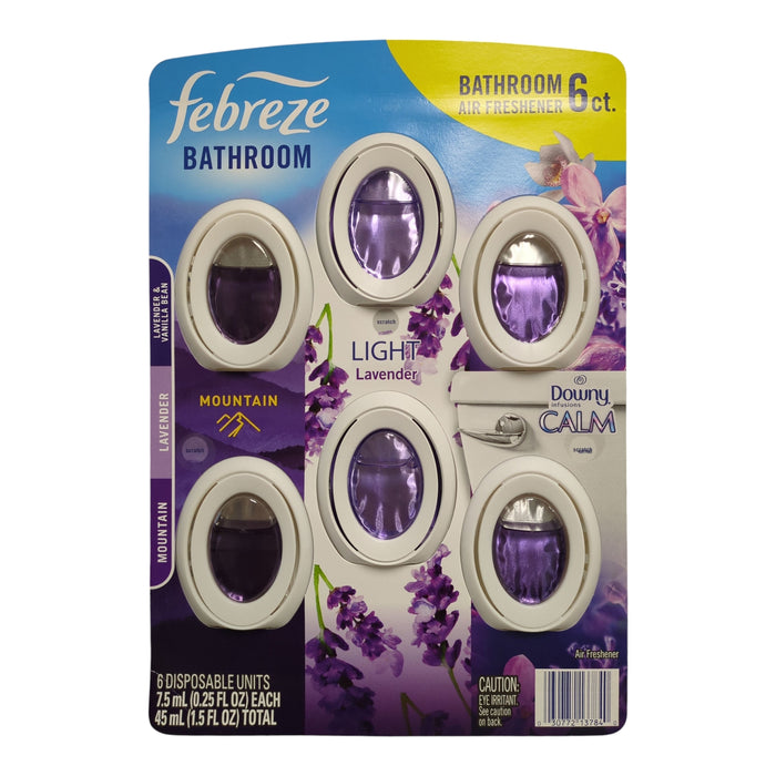Febreze Small Spaces Air Freshener, Mountain/Light Lavender/Downy Calm, 6 Pack