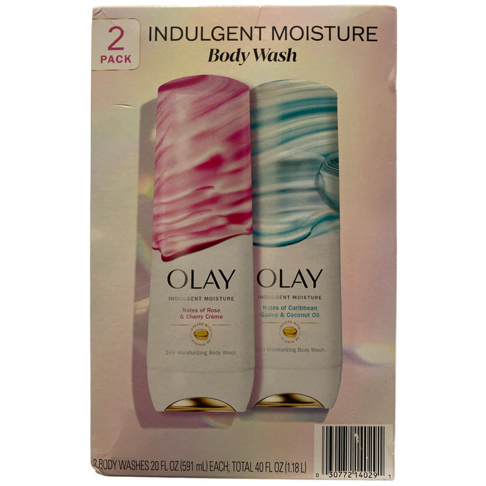 Olay Indulgent Moisture Body Wash with Vitamin B3, 20 floz, 2pk