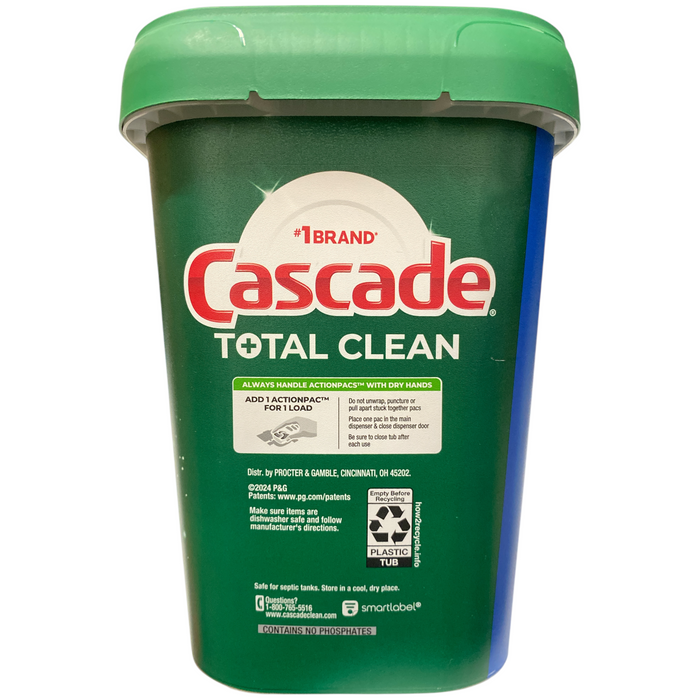 Cascade Total Clean ActionPacs, Dishwasher Detergent Pods, Fresh Scent, 95Ct