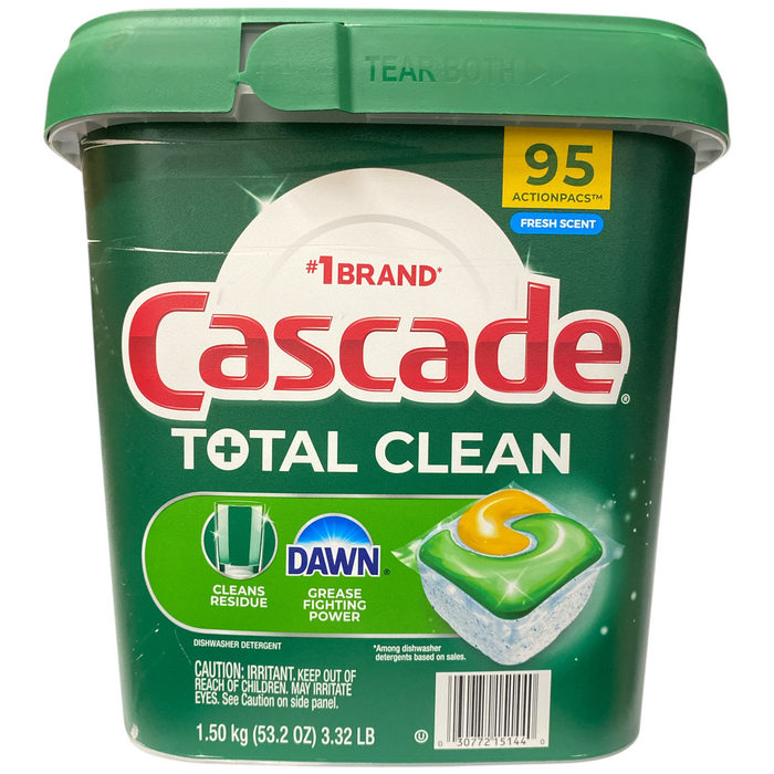 Cascade Total Clean ActionPacs, Dishwasher Detergent Pods, Fresh Scent, 95Ct