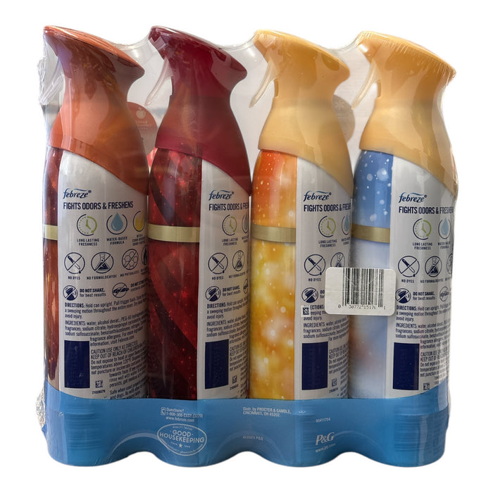 Febreze Luxe Air Freshener, 4 Pack, Snowfall/Fall Breeze & Cinn Apples/Pumpkin