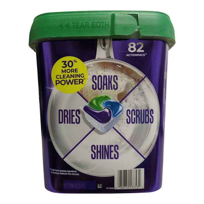 Cascade Platinum Dishwasher Detergent Scent Action Pacs, Fresh Scent, 82ct