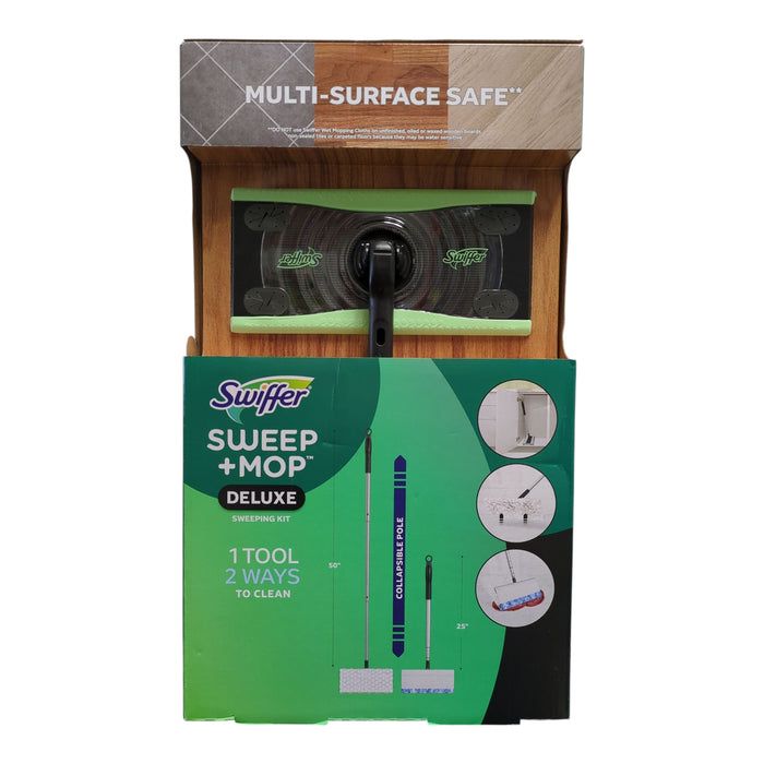 Swiffer Sweep & Mop Deluxe Kit, 1 Device 15 Sweep Refills & 15 Mop Refills