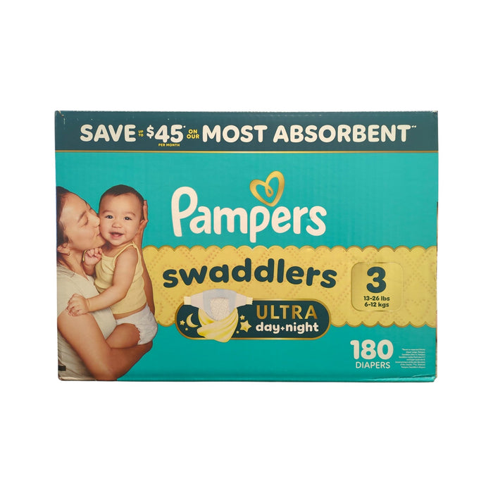 Pampers Swaddlers Ultra Day & Night Diapers, 180ct, Size 3 (13-26lbs)