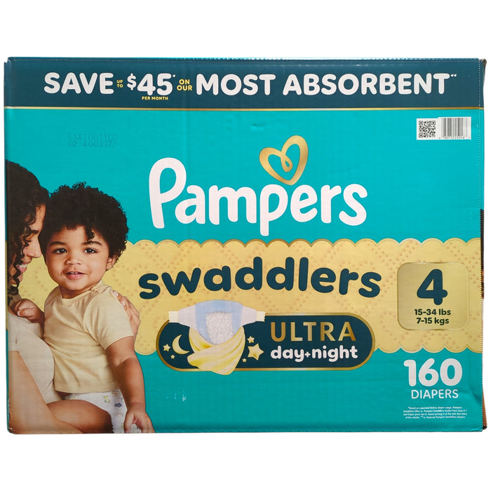 Pampers Swaddlers Ultra Day & Night Diapers, 160ct, Size 4 (15-34lbs)