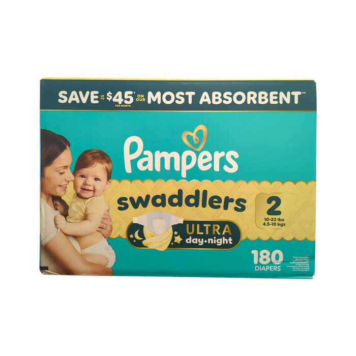 Pampers Swaddlers Ultra Day & Night Diapers, 180ct, Size 2 (10-22lbs)