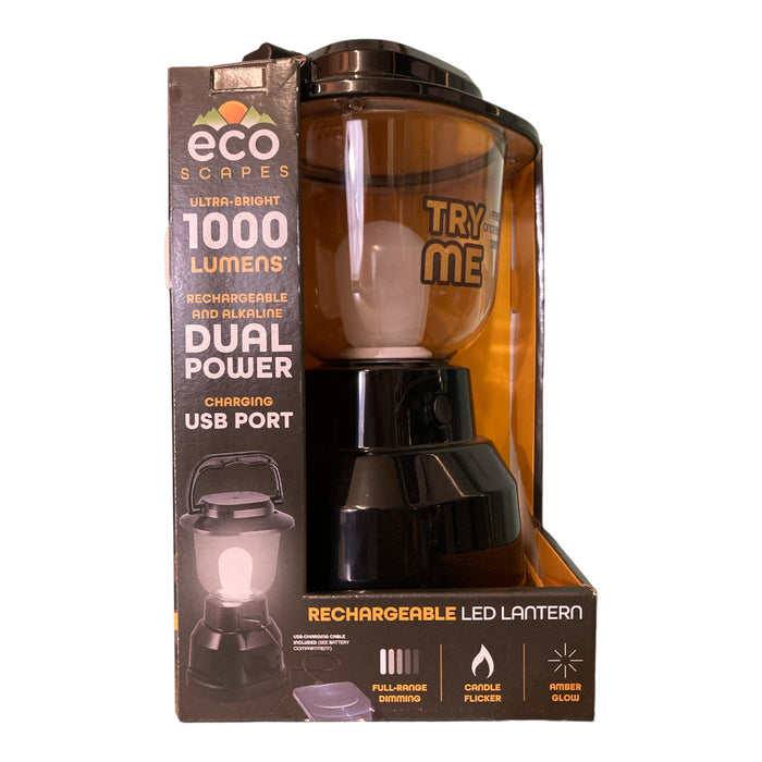 EcoScapes Ultra-Bright 1000 Lumens Dual Power Rechargeable LED Lantern