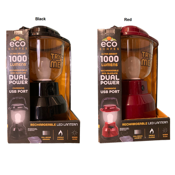 EcoScapes Ultra-Bright 1000 Lumens Dual Power Rechargeable LED Lantern